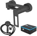 SOTBE LOFT SVART fekete Fali zuhanycsaptelep + zuhanyszett