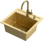 Steiner ART JOHNNY arany gránit mosogató szifonnal, arany Naomi csappal-adagolóval