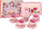 LeanToys Kávés Teakészlet Csésze Vízforraló Tálca Pink Cafe 12 db. 18111 (18111) (18111)