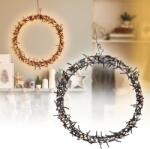 Home Styling Karácsonyi-adventi 500 Meleg Fehér LED-es Koszorú Ajtódísz, 58 cm, IP44 Hálózati Adapteres, 8 Féle Fényjátékkal