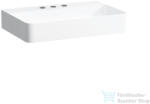 Laufen Val SaphirKeramik 65x42 cm-es mosdó 3 csaplyukkal, túlfolyó nélkül, LCC Active bevonattal, fehér H810284A001581 (H810284A001581)