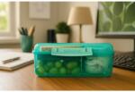 Sistema Osztott Ebéd Bento Snack Doboz Joghurtos Tárolóval és 2 Tálcával 1, 65 L, Menta