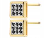 ZŁOCISTO Arany Fülbevaló Fekete Gyémántokkal Négyzet Stift Csavart Arany 585 (biżuteria na urodziny imieniny rocznicę)