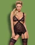 Obsessive fűző pántos tanga Swanita corset csipke L/XL méret fekete (swanita)