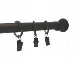 Imperia Deco Egysoros fém karnis, 19 mm-es rúddal, 200 cm-es, fekete, csipeszekkel (Karnisz WNĘKOWY 19mm CZARNY 200cm)