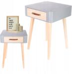 HowHomely Éjjeliszekrény Eve bőr fogantyú szürke hálószoba fiókkal Loft (HH-HD3740)