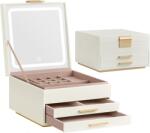 SONGMICS Ékszerdoboz tükörrel és állítható Led világítással, 2 fiókkal (JBC169W01)