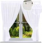 NOW-ART Kész függöny, sima, 130x300 cm, voile függöny, álomfogó mintás, fehér, sima függönyök (Firany gotowe białe firanki z lamówką 31)