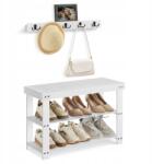 SONGMICS Cipősszekrény ülőfelülettel és akasztóval 70 x 7 x 4, 8 cm fehér (LCR004W01)