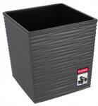 Kadax Virágtartó 40 cm Fedél Betéttel Műanyag Szürke (K4263)