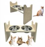  Macskatál Állvány 2 db Rozsdamentes Acél Tállal, Emelt (5907001989462 05907001989462 59070019894620)