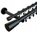 ESTAdeco Függönyrúd Kettős Fém fekete matt, választható végződésekkel 25+19 mm 180 cm (karnisz II 25+19mm Czarny Mat MIX)