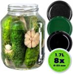 Kadax Befőttes Üveg 1, 7 L Befőttes Üveg Uborka Tinktúra Kupak 8 Db Fi 89 (K4926)