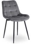 Klubfotel Bársony étkezőszék CHRIS szürke/fekete