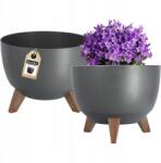 Kadax Virágtartó 29cm Fedél Lábbbetét Virágágyás Antracit (K3063)