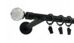 ESTAdeco Függönyrúd Crystal 19mm Fekete Matt Modern 160cm (karnisz I Ø19mm Czarny Mat CRYSTAL)