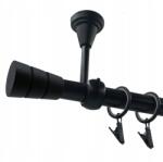 ESTAdeco Függönysín, mennyezeti, szimpla, fém, fekete, 19 mm, 180 cm, "walec basic" (henger alap), csendes (karnisz I SUFIT 19mm WALEC BASIC Czarny Cichy)