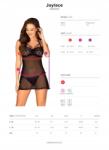 Obsessive Joylace fekete babydoll szett S/m méretben (szexi hálóing tanga) (Obsessive Nowość)