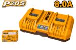 INGCO Incarcator Dublu INGCO 20V 8Ah Compatibil P20S 2 Sloturi