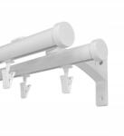 Imperia Deco Dupla alumínium karnis sín, 20+20 mm, fehér végzáróval, 200 cm, csipeszekkel (KARNISZ II 20mm SZYNA BIAŁY 200cm żabka)