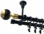 ESTAdeco Függönysín Mennyezeti Fekete Matt Ø19+19mm Gömb 160cm (karnisz SUFIT Ø19 BLACK&GOLD KULA)