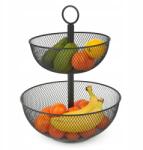 Tadar Kétszintes fém gyümölcskosár, fekete (5903313421669)