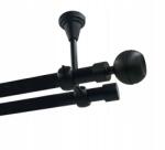 Imperia Deco Dupla függönykarnis, Fém, Mennyezeti, 19+19mm, Fekete, 200cm, Kula Optic véggel, Görgők Nélkül (KAR.MET II SUFIT /19+19/ 200 cm OPTIC SOLO)
