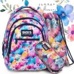 DERFORM BackUp virágos iskolatáska hátizsák SZETT - Summer Flowers (PLB6O09/SZETT)