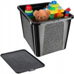 Kadax Műanyag Tartály 30L Fedéllel Fekete Zárható Doboz Nagy Rendszerező (K9497)