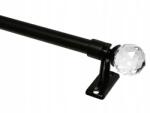 Imperia Deco Mini függönyrúd, fém, kihúzható, fekete, erős, Crystal, 40-60 cm (MINI KARNISZ 40-60 CZARNY MAT CRYSTAL)
