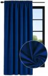 NOW-ART Welúr függöny, készre varrt, 140x220 cm, sötétkék bársony függöny a nappaliba (5905575589675)
