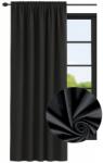 NOW-ART Velúr függöny 140x240 cm, kész függönyök, velúr, ráncolószalaggal, erkélyre, fekete, Velve (5905575589699)
