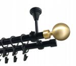 Imperia Deco Dupla függönykarnis, Fém, Mennyezeti, 19+19 mm, Matt Fekete, 300 cm, Kula Modern Gold (gömb Modern Arany) (KAR.MET. II SUFIT /19+19/ 300cm MODERN GOLD)
