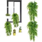  Mesterséges Páfrány Szett 2DB Zöld Virág Lógó Dekoráció 75CM Páfrány (3115220118711)