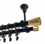 Imperia Deco Dupla függönykarnis Fém Mennyezeti 19+19 Fekete Matt 160cm Henger Basic Gold (KAR.MET. II SUFIT /19+19/ 160 cm WALEC BASIC)