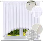 NOW-ART Kész függöny cirkónia kövekkel, íves, 100x200 cm, klasszikus, sima fehér függöny (Firany gotowe białe firanki diamenty 21)