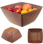 Kadax Saláta tálaló Műanyag Tál 19 cm Gyümölcssalátákhoz, Négyzet Alakú (K10517)