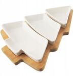 Orion 3 db-os porcelán snack tál szett fehér karácsonyfa bambusz tálca (8592381186937)
