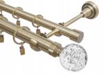 Imperia Deco Függönyrúd Kettős Fém Arany Üveggömb Csendes Karikák Fi 25+19 300CM (KAR.MET. /25+19/ 300cm Złoto Antyk kula buble)