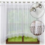 NOW-ART Kész függöny Gipiúrral, íves, 150x200 cm, Karikákon, függöny karikákkal (Firana z gipiurą w łuk 150x200)