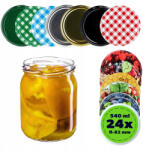 Kadax Befőttesüveg 540 ml 500 ml Befőttesüveg Fedél Kupak 24DB FI82 (K6876)