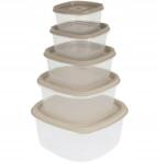 Ernesto Élelmiszer tároló dobozok fedővel, 5 darabos szett, bézs színű (4058143064744)