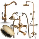 Ari Mosdó csaptelep Magas kád csaptelep Retro sárgaréz Fürdőszoba Szett (Bateria umywalkowa)