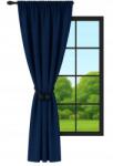 NOW-ART Kész függöny, sima, 145x230 cm, fényáteresztő, glamour stílusú, sötétkék, csattal (LEN-C 145x230 na żabki taśmie tunel)