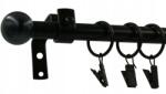 ESTAdeco Függönyrúd Fekete Matt Loft Ø16mm Golyó Végződéssel 160cm (karnisz I LOFT fi16mm KULKA)