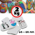  Lapos Festőkövek Gyerekeknek 6-8cm Fehér Sima 2 kg 8-10 db (Kamienie do malowania płaskie kamienie)