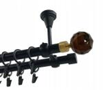 Imperia Deco Dupla függönykarnis, Fém, Mennyezeti, 19+19 mm, Matt Fekete, 200 cm, Crystal Brown Gold (KAR.MET. II SUFIT /19+19/ 200cm CRYSTAL BROWN)