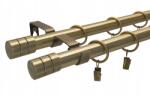 ESTAdeco Dupla Függönykarnis Loft 19+19 mm Fém Arany Antik 160 cm MIX választható végek (karnisz LOFT II 19mm MIX Złoto antyk)