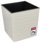 Kadax Virágtartó 40 cm Fedél Betéttel Műanyag Krém (K4264)