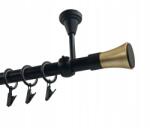 Imperia Deco Függönykarnis szimpla Fém Mennyezet 19mm Fekete Matt 140cm Trapéz Black&gold (KAR.MET I SUFIT /19/ 140cm CZARNY TRAPEZ GOLD)